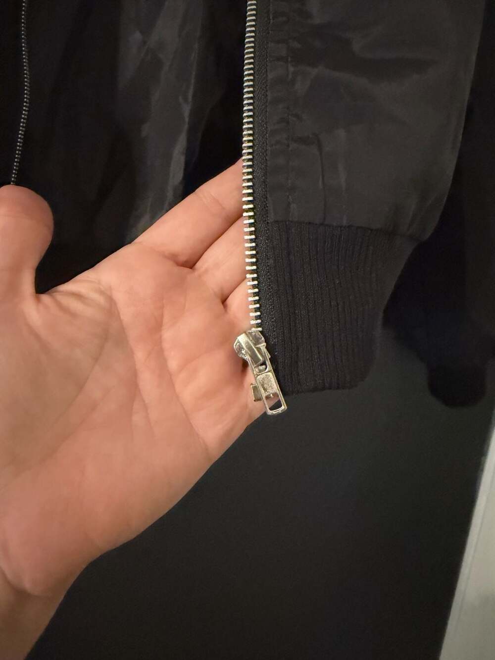 Bomber Jacket Casual Black Windbreaker with Pockets medium - Picture 3 of 6